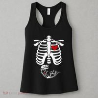 Pregnant Halloween Costume Dinosaur Skeleton Pregnant Mom Women's Tank Top thumb 3