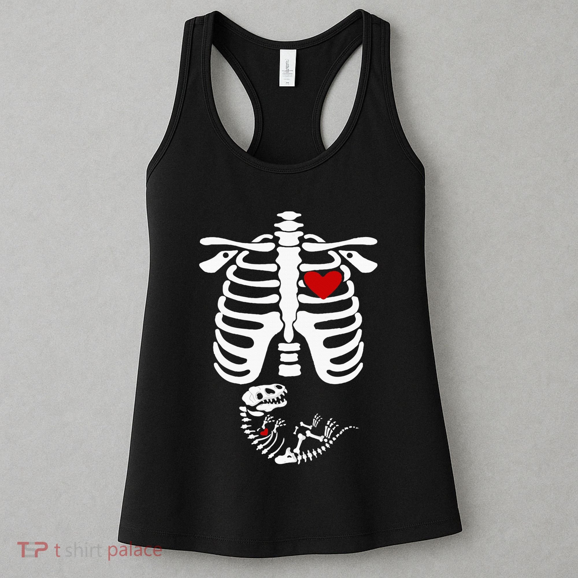 Pregnant Halloween Costume Dinosaur Skeleton Pregnant Mom Women's Tank Top