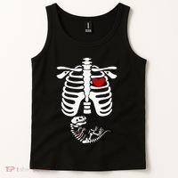 Pregnant Halloween Costume Dinosaur Skeleton Pregnant Mom Tank Top thumb 2