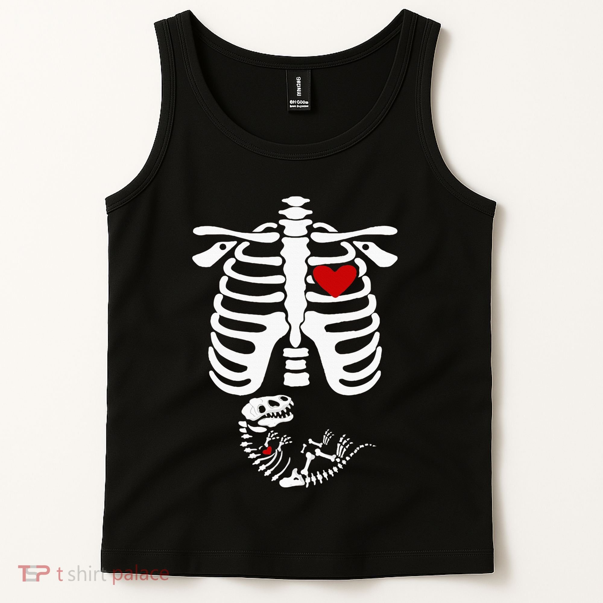 Pregnant Halloween Costume Dinosaur Skeleton Pregnant Mom Tank Top