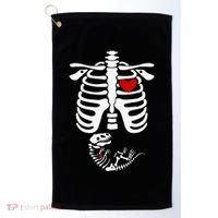 Pregnant Halloween Costume Dinosaur Skeleton Pregnant Mom Golf Towel thumb 0