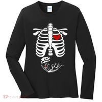 Pregnant Halloween Costume Dinosaur Skeleton Pregnant Mom Women's Long Sleeve Shirt thumb 0