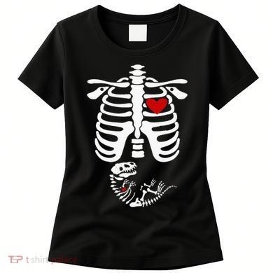 Pregnant Halloween Costume Dinosaur Skeleton Pregnant Mom Women's T-Shirt