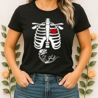 Pregnant Halloween Costume Dinosaur Skeleton Pregnant Mom Women's T-Shirt thumb 2