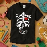 Pregnant Halloween Costume Dinosaur Skeleton Pregnant Mom Kids T-Shirt thumb 3