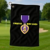 Purple Heart Combat Veteran Cool Gift Golf Towel thumb 1