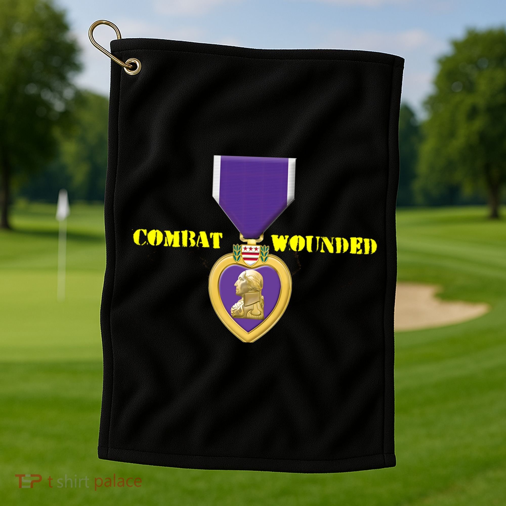 Purple Heart Combat Veteran Cool Gift Golf Towel