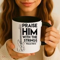 Praise Him Christian Worship Bass Guitar Player Coffee Mug thumb 3
