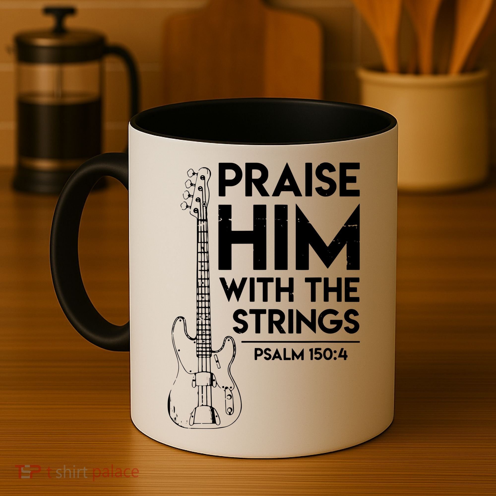 Praise Him Christian Worship Bass Guitar Player Coffee Mug