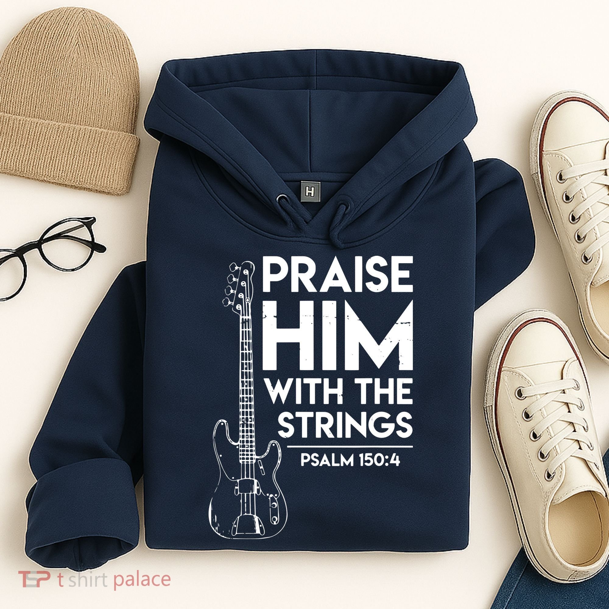 Praise Him Christian Worship Bass Guitar Player Hoodie