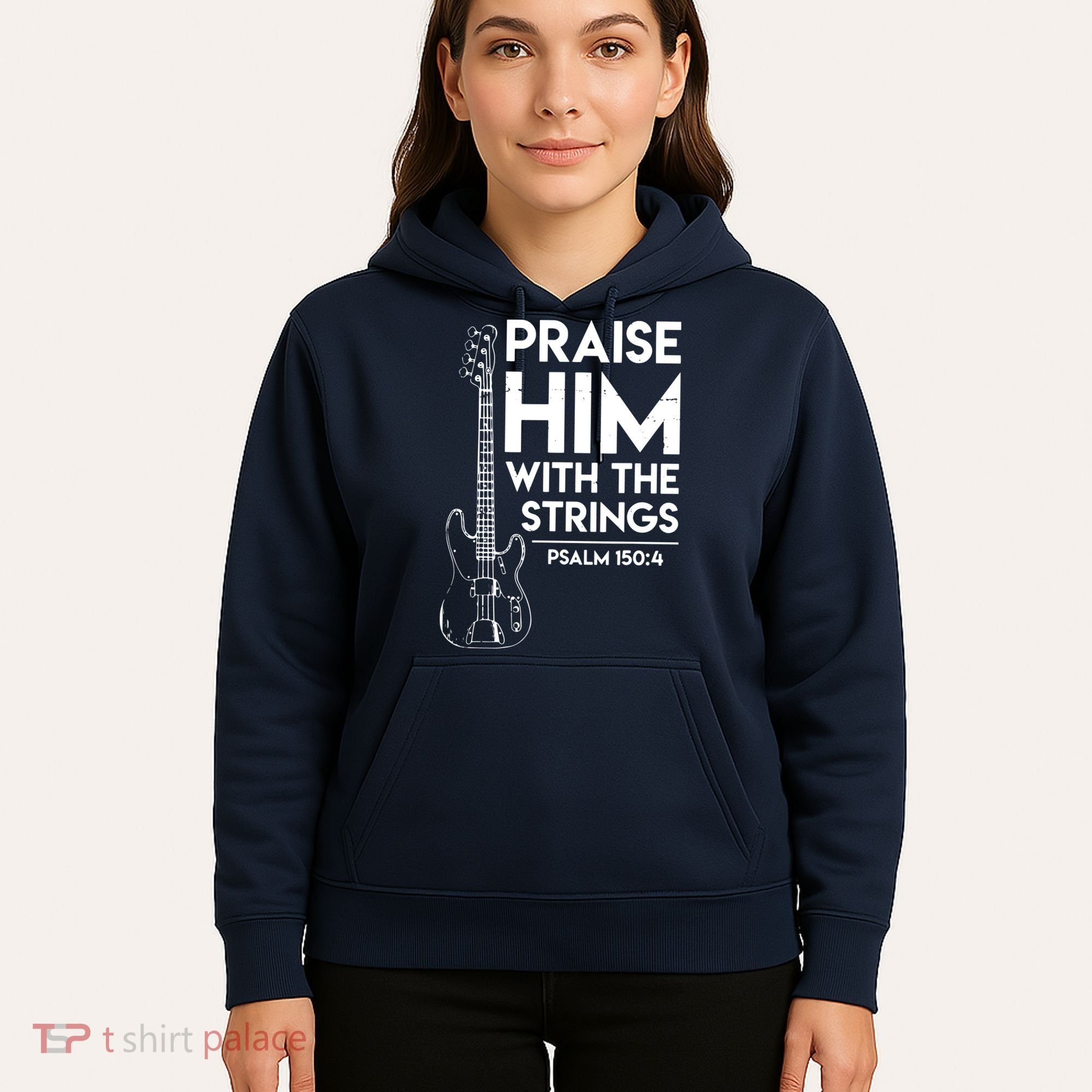 Praise Him Christian Worship Bass Guitar Player Hoodie