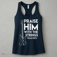 Praise Him Christian Worship Bass Guitar Player Women's Tank Top thumb 3
