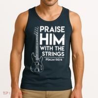Praise Him Christian Worship Bass Guitar Player Tank Top thumb 3