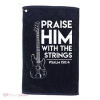 Praise Him Christian Worship Bass Guitar Player Golf Towel thumb 0