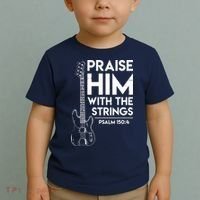 Praise Him Christian Worship Bass Guitar Player Toddler T-Shirt thumb 2