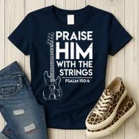 Praise Him Christian Worship Bass Guitar Player Women's T-Shirt thumb 3