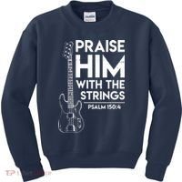 Praise Him Christian Worship Bass Guitar Player Kids Sweatshirt thumb 0
