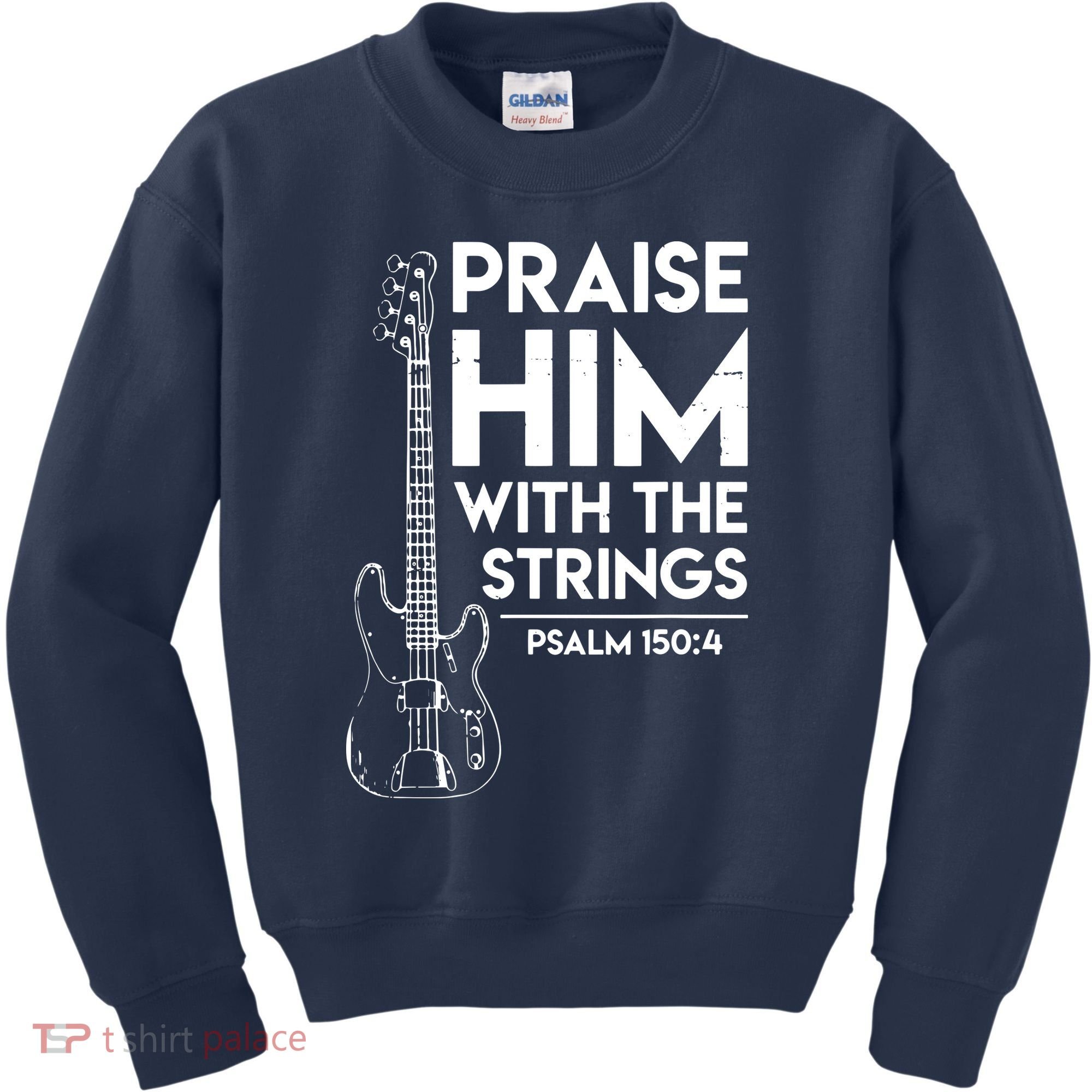 Praise Him Christian Worship Bass Guitar Player Kids Sweatshirt