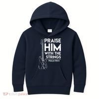 Praise Him Christian Worship Bass Guitar Player Kids Hoodie thumb 0