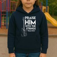 Praise Him Christian Worship Bass Guitar Player Kids Hoodie thumb 3