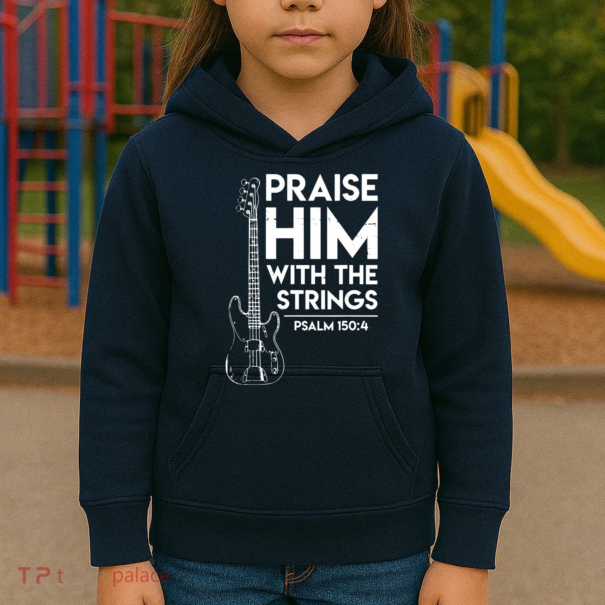 Praise Him Christian Worship Bass Guitar Player Kids Hoodie