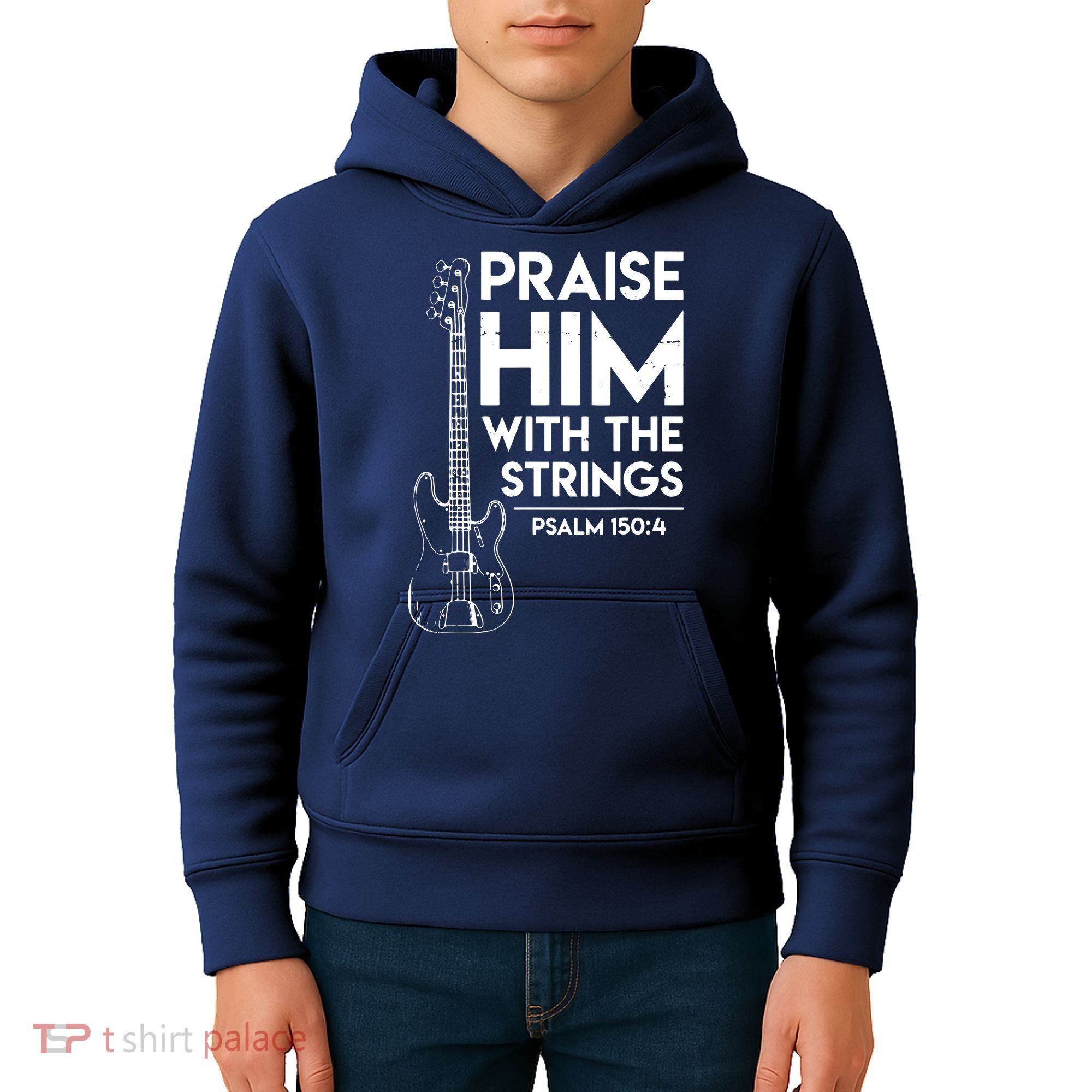 Praise Him Christian Worship Bass Guitar Player Kids Hoodie