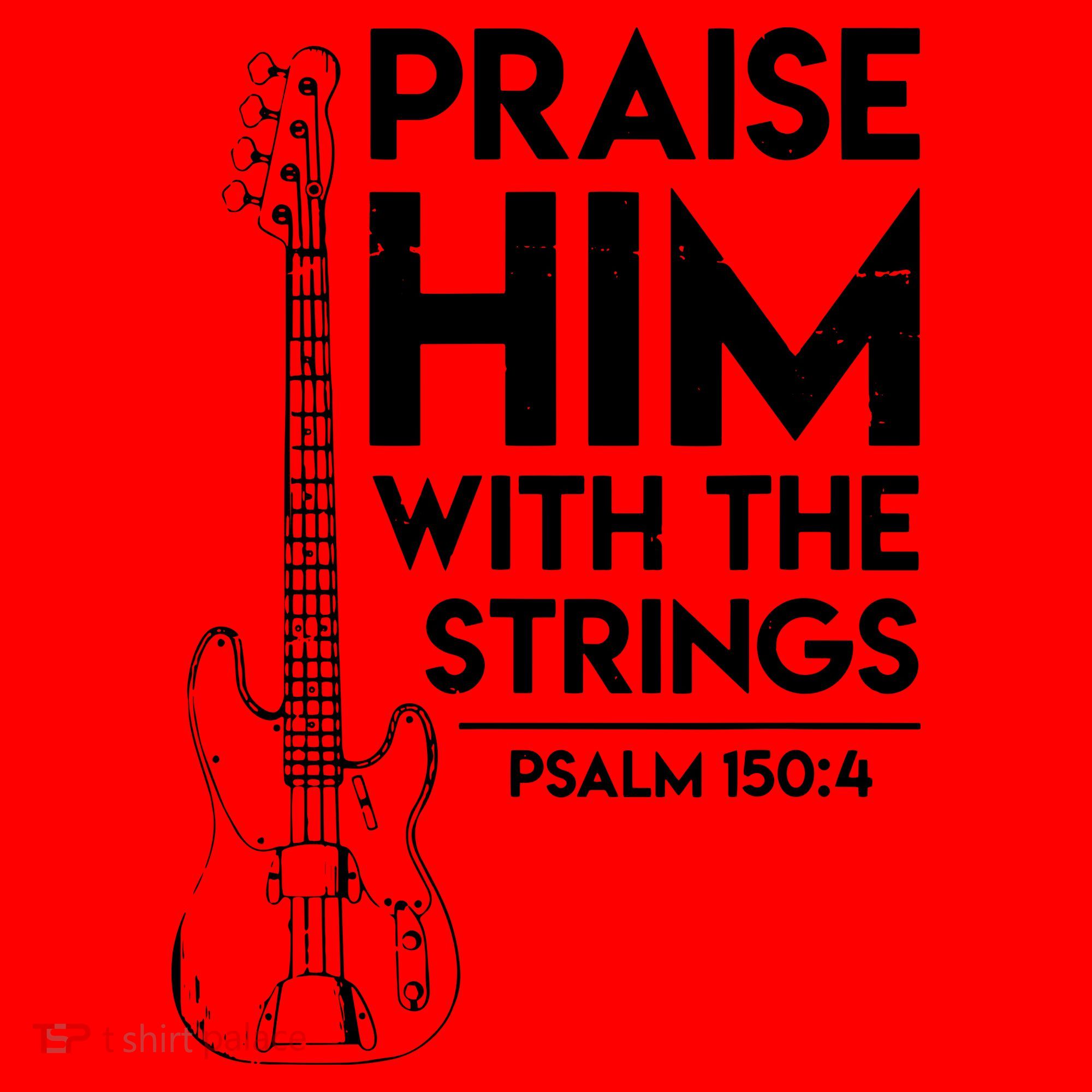 Praise Him Christian Worship Bass Guitar Player Santa Hat