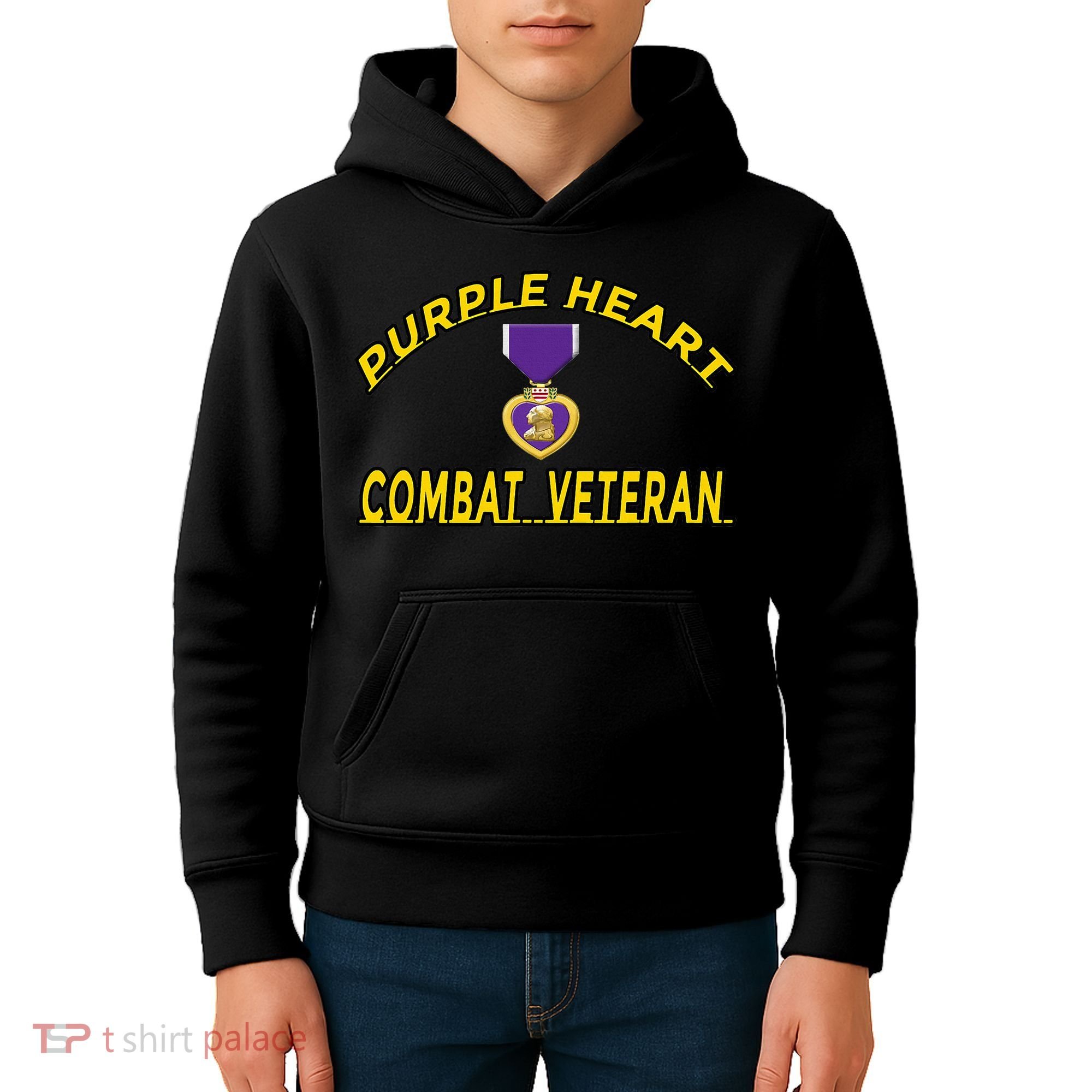 Purple Heart Combat Veteran Kids Hoodie