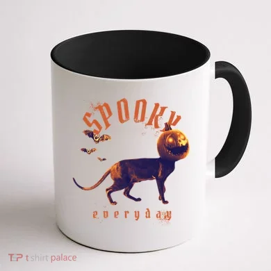 Pumpkin Head Cat Coffee Mug back