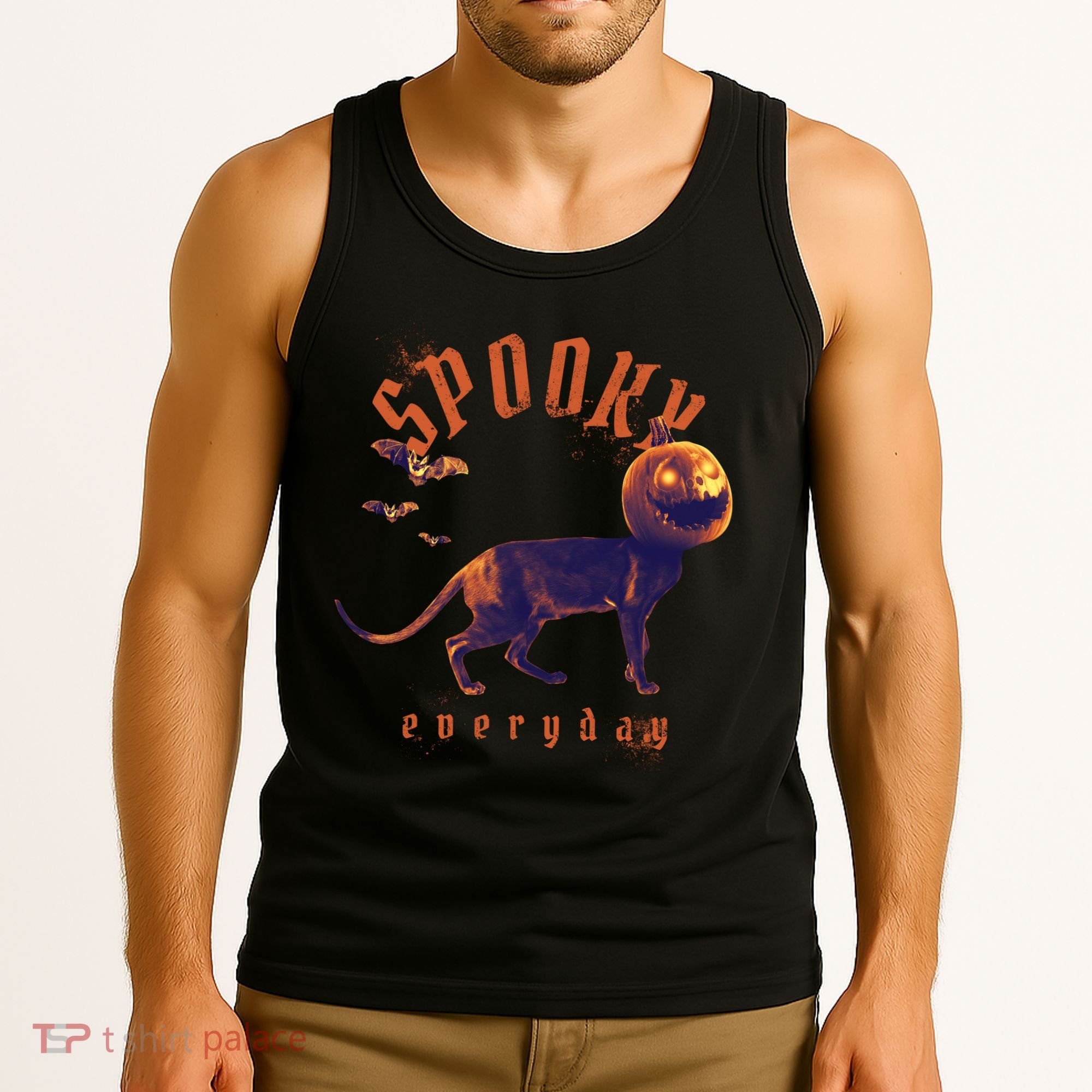 Pumpkin Head Cat Tank Top