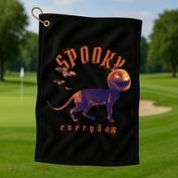 Pumpkin Head Cat Golf Towel thumb 1