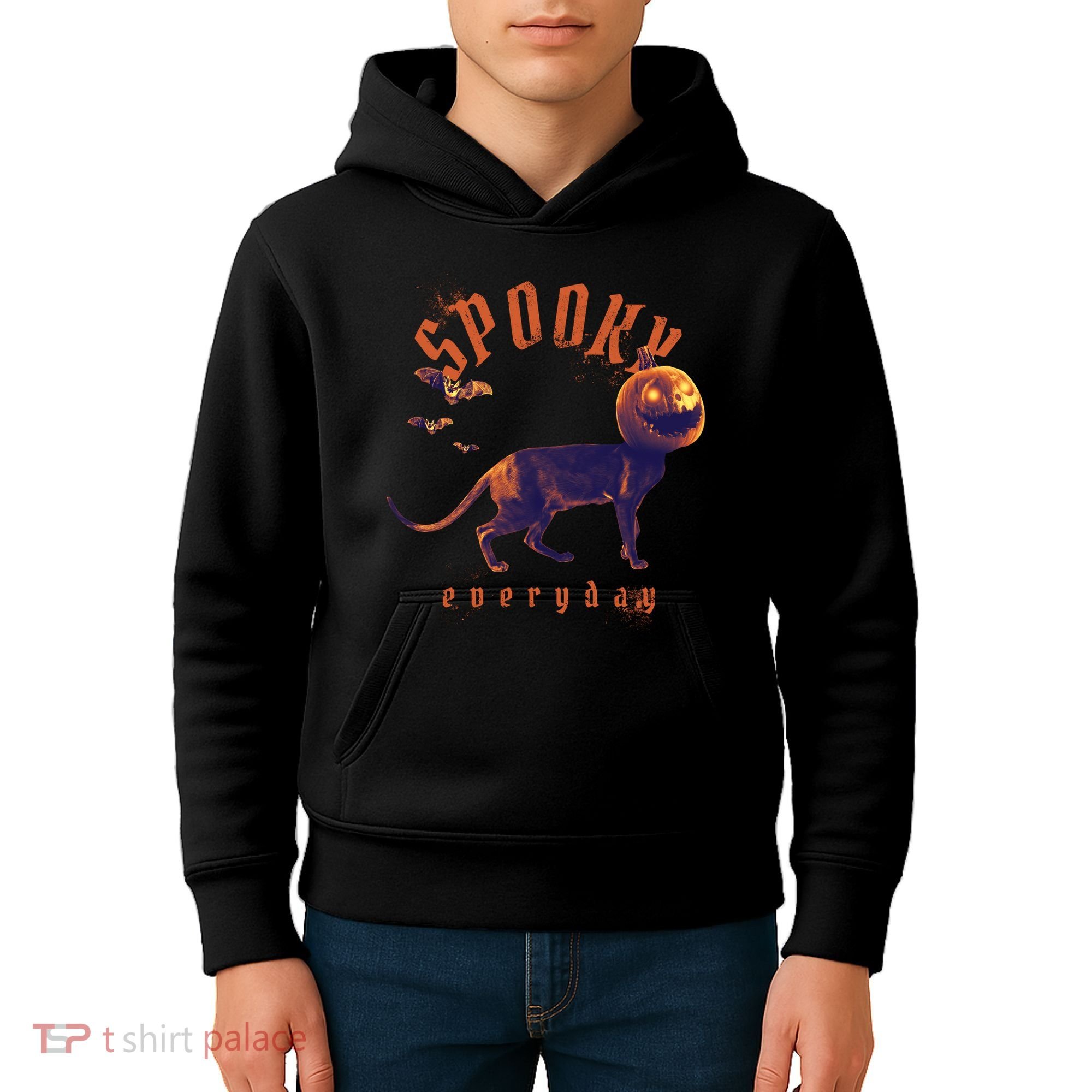 Pumpkin Head Cat Kids Hoodie
