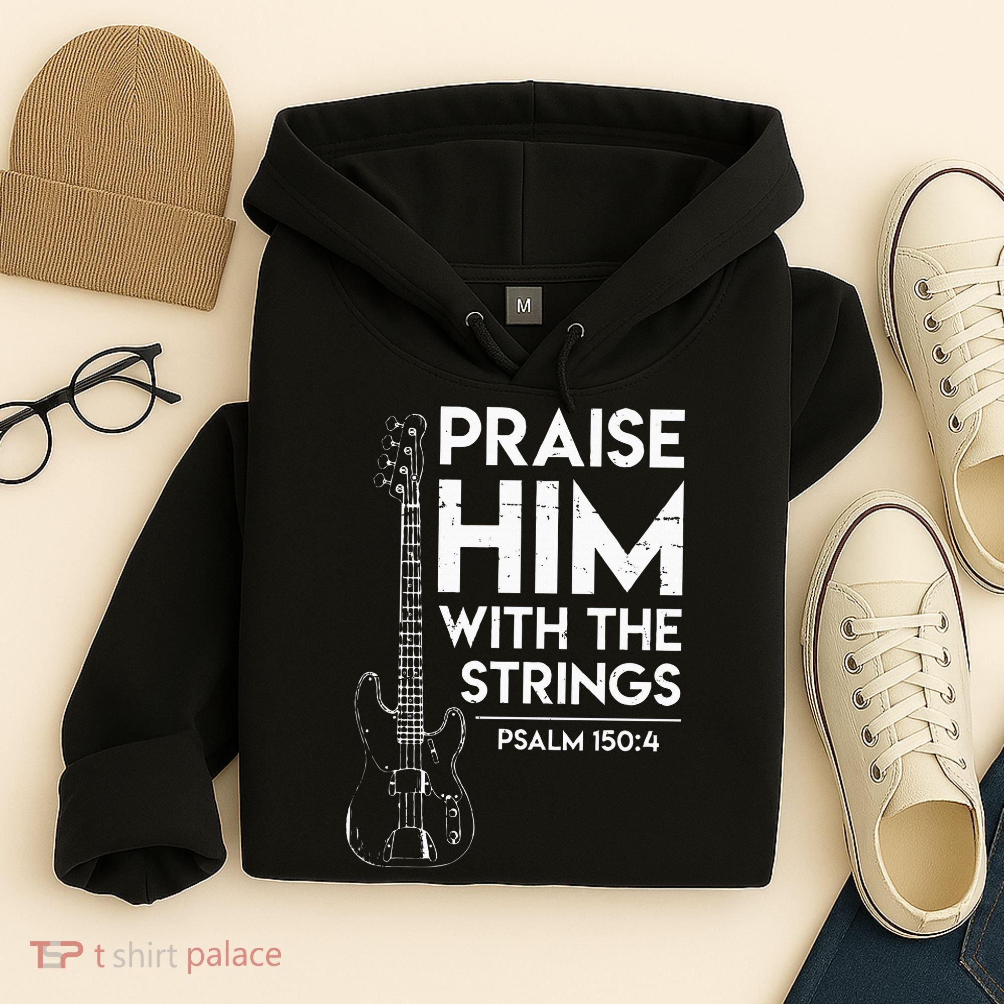 Praise Him Christian Worship Bass Guitar Player Hoodie