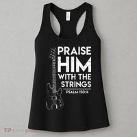 Praise Him Christian Worship Bass Guitar Player Women's Tank Top thumb 3