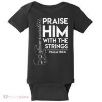 Praise Him Christian Worship Bass Guitar Player Baby Bodysuit thumb 0