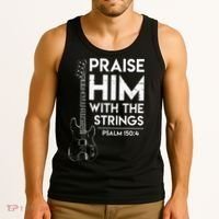 Praise Him Christian Worship Bass Guitar Player Tank Top thumb 3