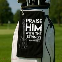 Praise Him Christian Worship Bass Guitar Player Golf Towel thumb 2