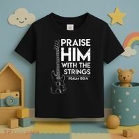 Praise Him Christian Worship Bass Guitar Player Toddler T-Shirt thumb 3