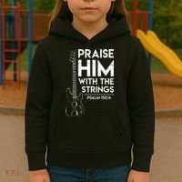 Praise Him Christian Worship Bass Guitar Player Kids Hoodie thumb 3
