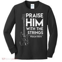Praise Him Christian Worship Bass Guitar Player Kids Long Sleeve Shirt thumb 0