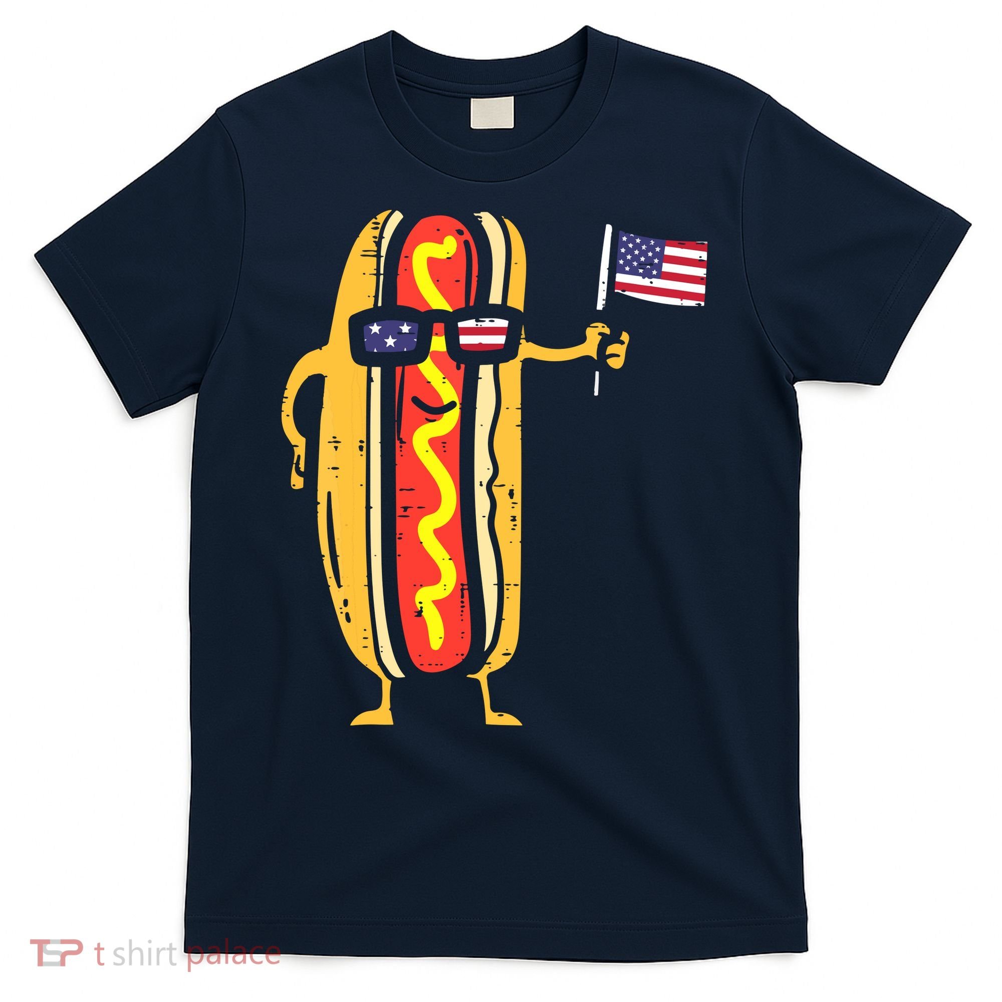 Patriotic Hot Dog American Flag USA Funny 4th Of July Fourth T-Shirt