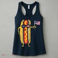Patriotic Hot Dog American Flag USA Funny 4th Of July Fourth Women's Tank Top thumb 3