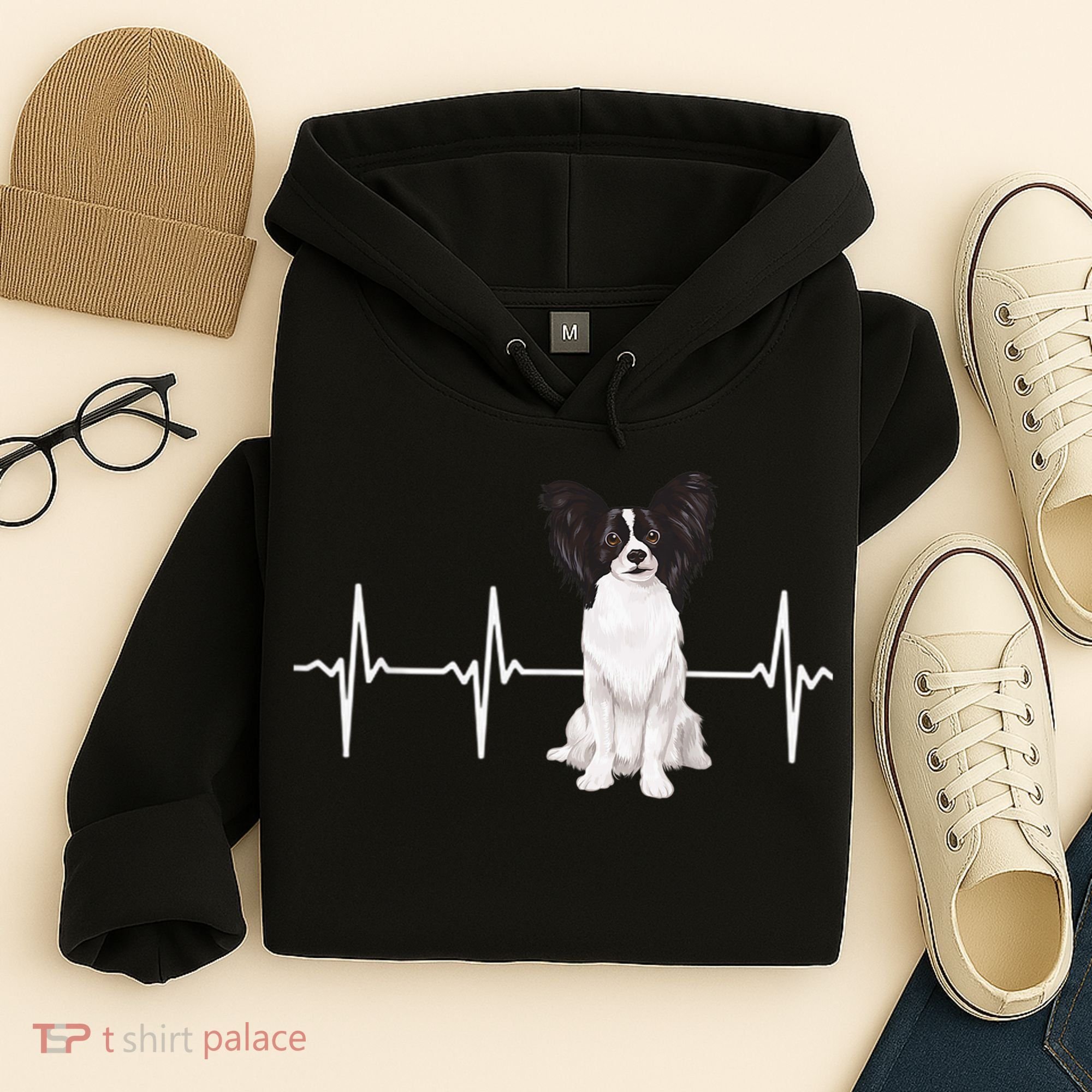 Papillon Heartbeat Dog Lover Hoodie