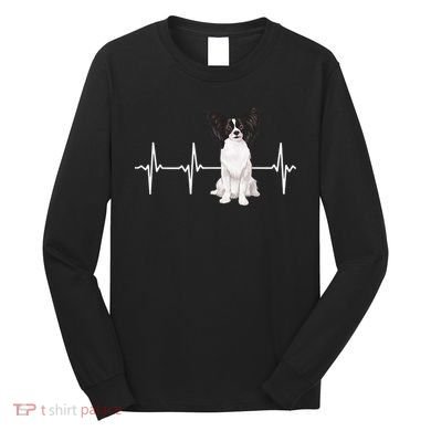 Papillon Heartbeat Dog Lover Long Sleeve Shirt