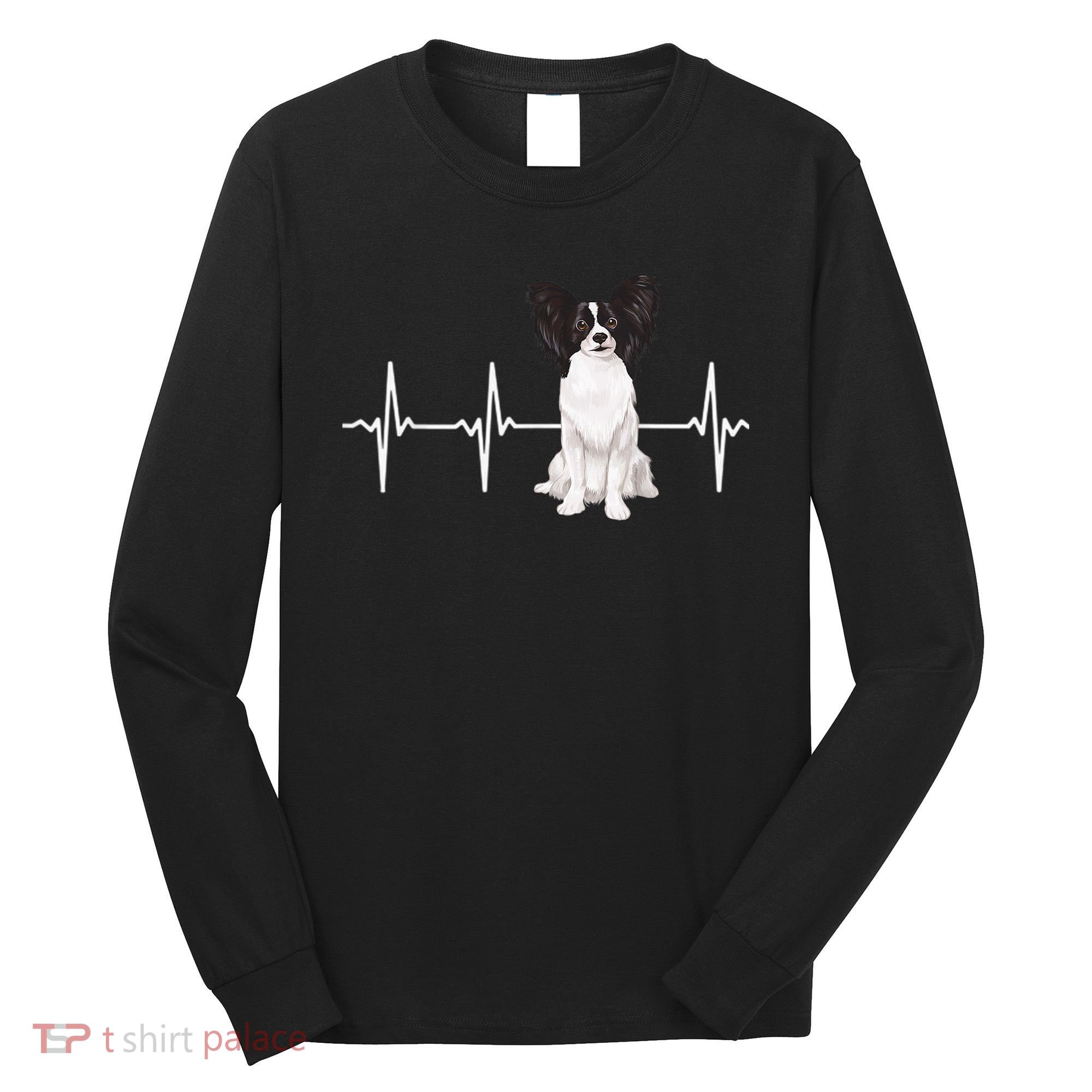 Papillon Heartbeat Dog Lover Long Sleeve Shirt