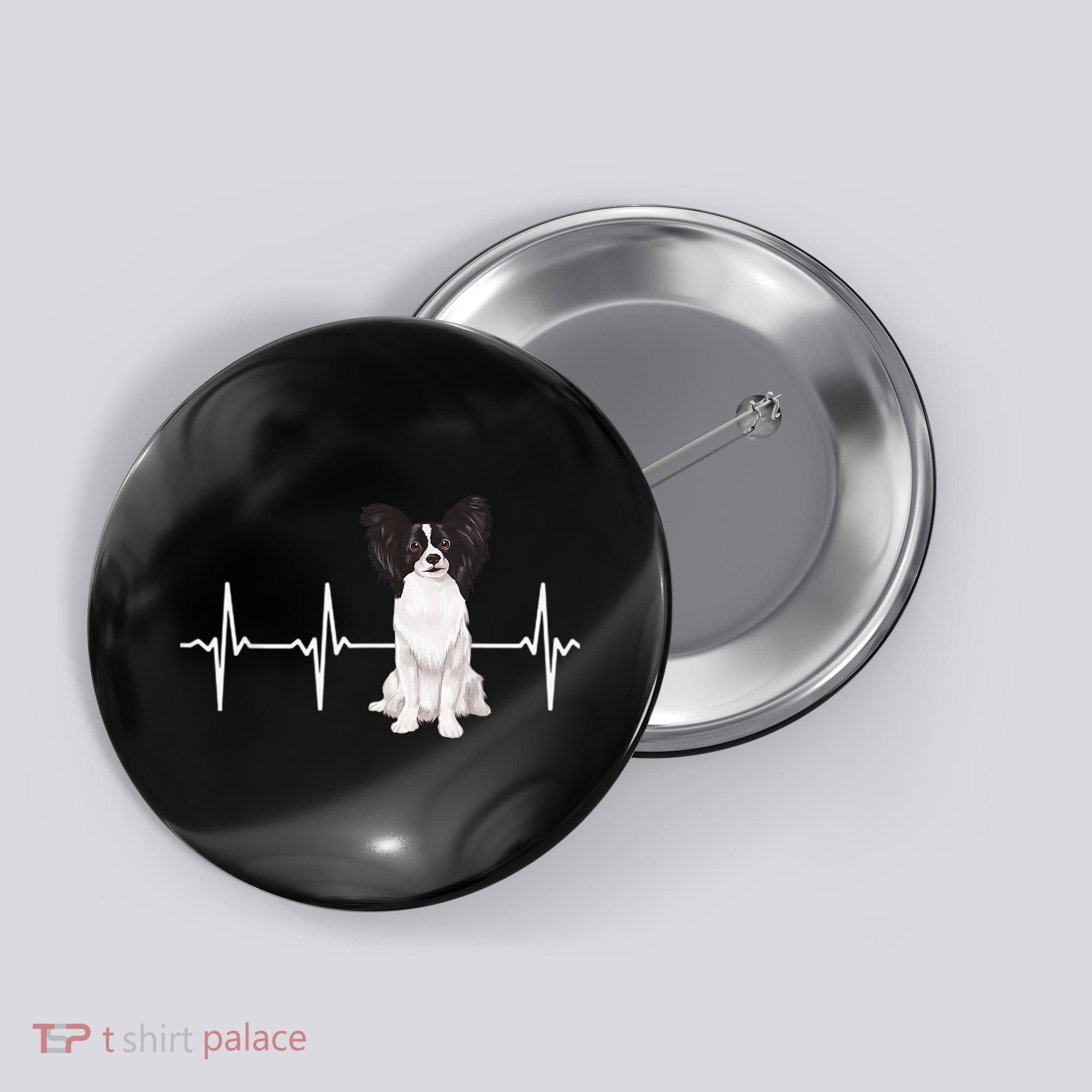 Papillon Heartbeat Dog Lover Button