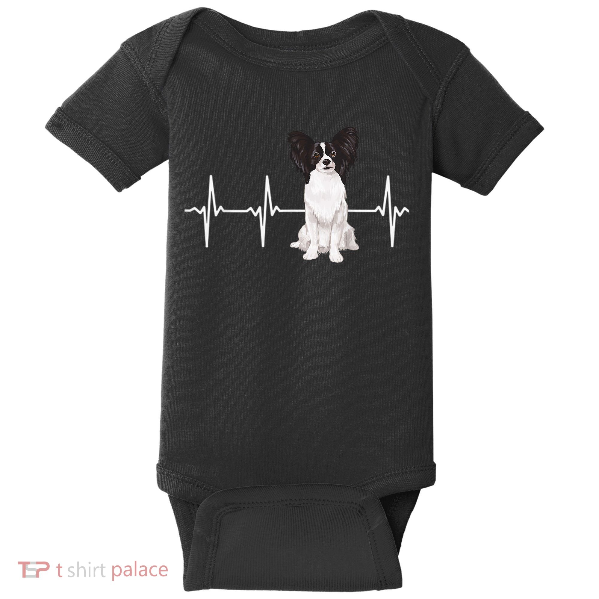 Papillon Heartbeat Dog Lover Baby Bodysuit