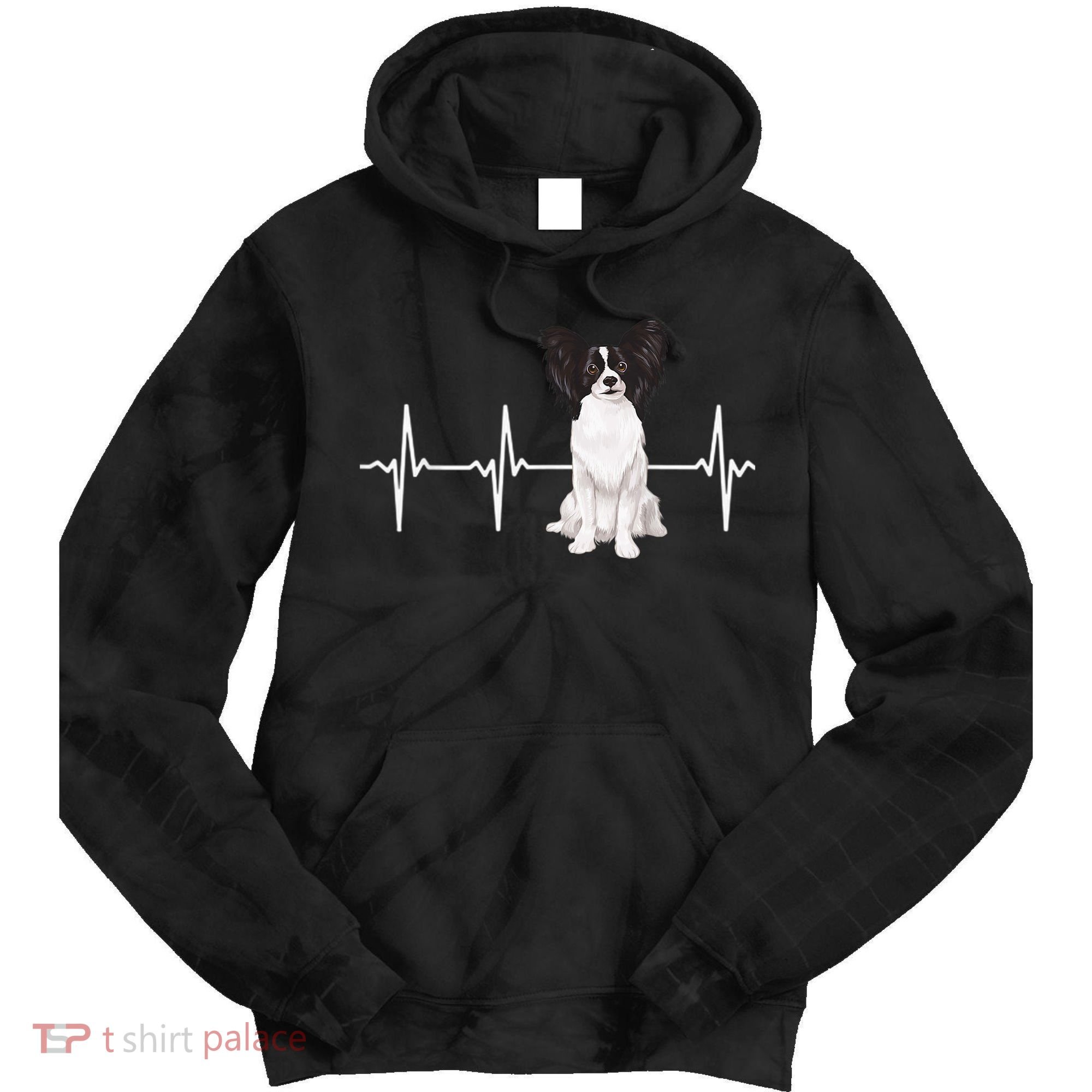 Papillon Heartbeat Dog Lover Tie Dye Hoodie