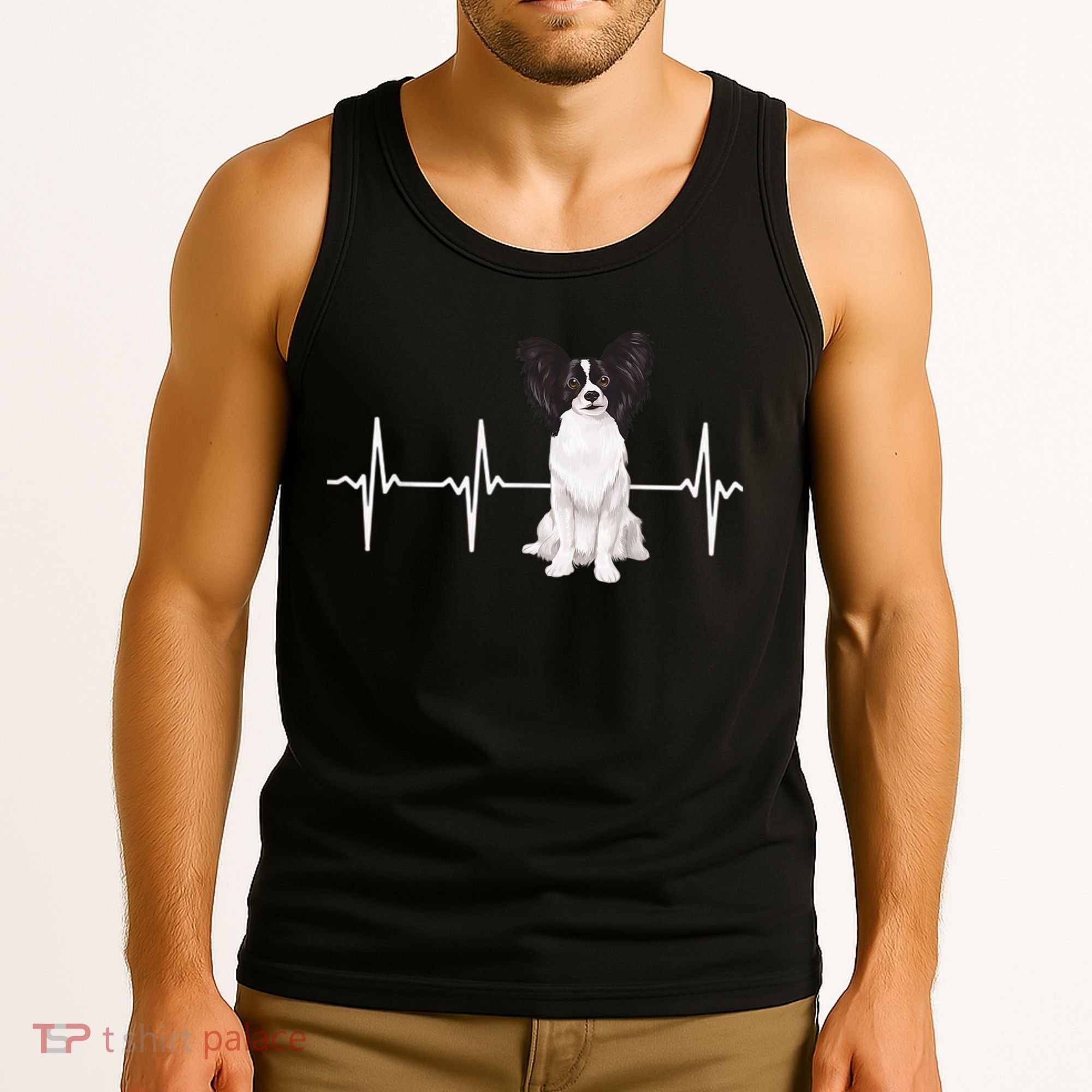Papillon Heartbeat Dog Lover Tank Top