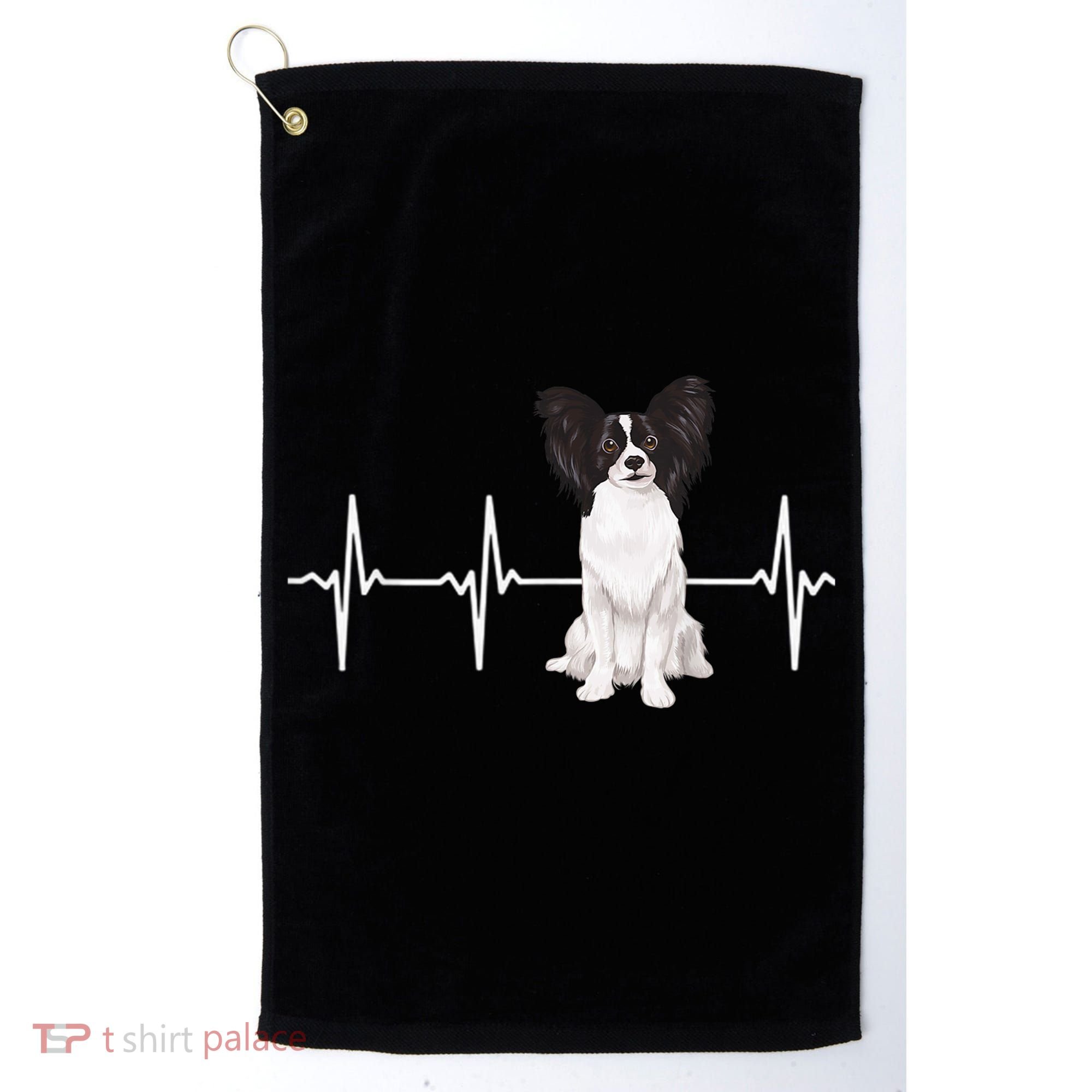 Papillon Heartbeat Dog Lover Golf Towel